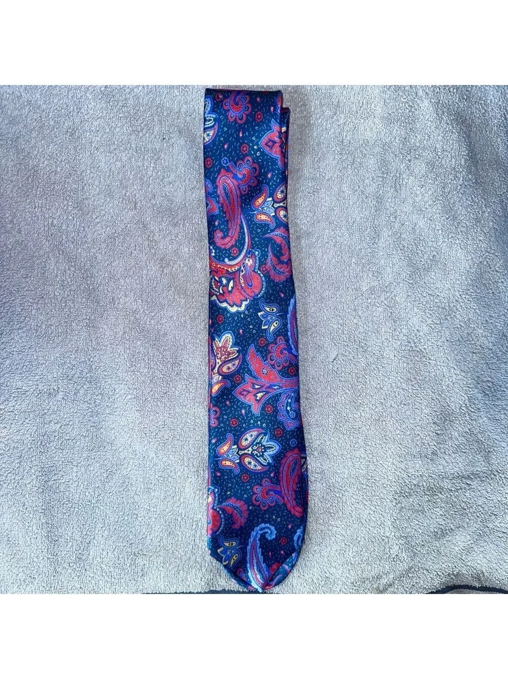 NWOT Men’s Burma Bibas Handmade Silk Tie Paisley Print Blue/Red Made In Italy